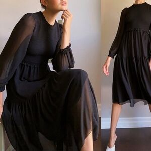 Wilfred Aritzia Rosalyn Dress  Midi Black Size XS